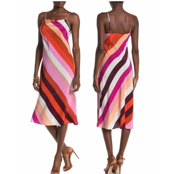 Diane Von‎ Furstenberg Lea Carson Stripe Foxglove Dress Slip - Picture 1 of 9
